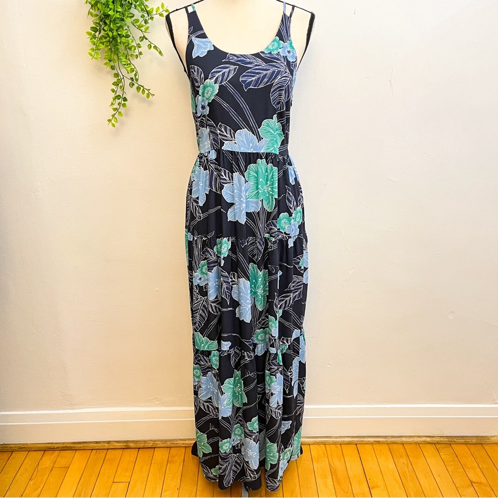 LOFT Floral‎ Navy Midi Dress